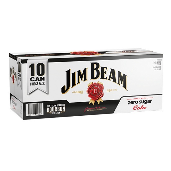 Picture of Jim Beam White & Zero Sugar Cola 4.8% Cans 10x330ml