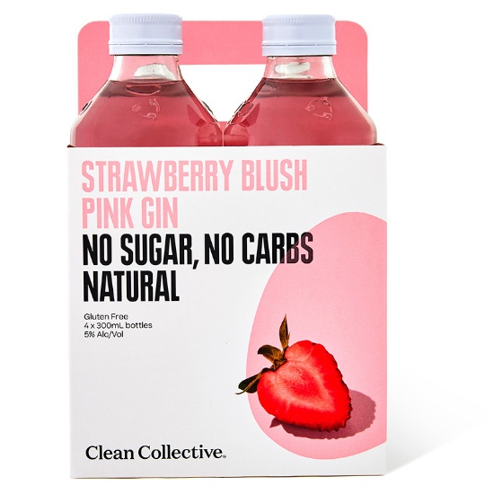 Picture of Clean Collective Strawberry Blush Pink Gin 5% Bottles 4x300ml