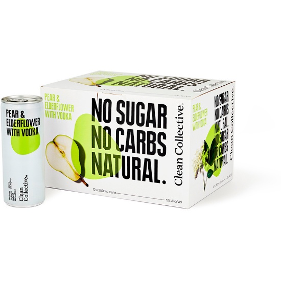 Picture of Clean Collective Pear & Elderflower with Vodka 5% Cans 12x250ml
