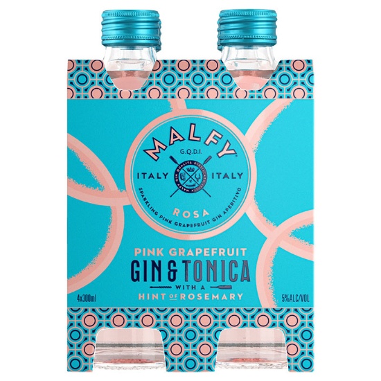 Picture of Malfy Rosa Gin & Tonica 5% Bottles 4x300ml