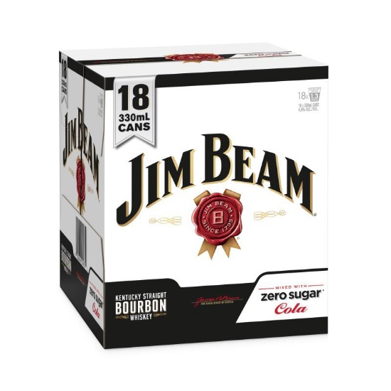 Picture of Jim Beam White & Zero Sugar Cola 4.8% Cans 18x330ml