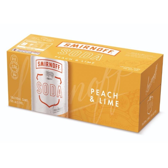 Picture of Smirnoff Soda Peach & Lime 5% Cans 10x330ml