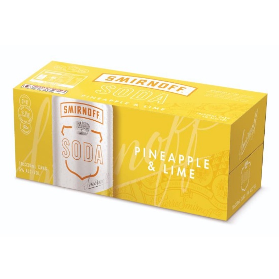 Picture of Smirnoff Soda Pineapple & Lime 5% Cans 10x330ml