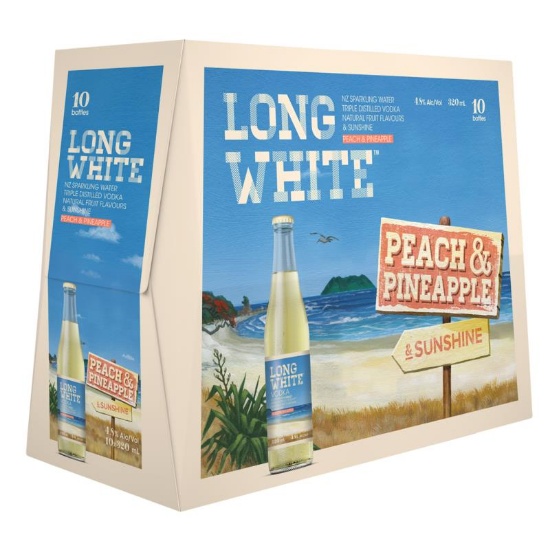 Picture of Long White Vodka Peach & Pineapple 4.8% Bottles 10x320ml
