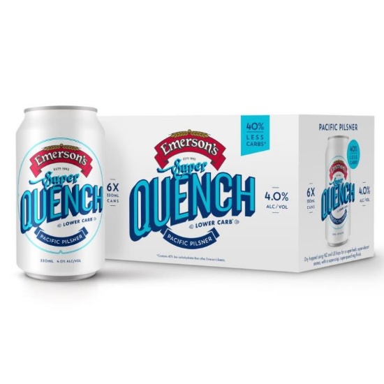 Picture of Emerson's Super Quench Lower Carb Pacific Pilsner Cans 6x330ml