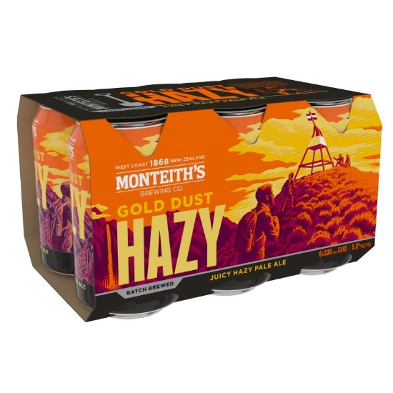 Picture of Monteith's Batch Brewed Gold Dust Hazy Pale Ale Cans 6x330ml