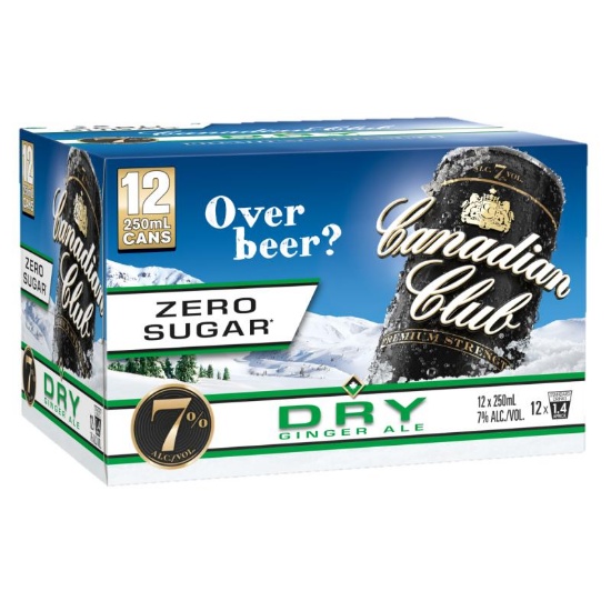 Picture of Canadian Club Zero Sugar Dry 7% Cans 12x250ml